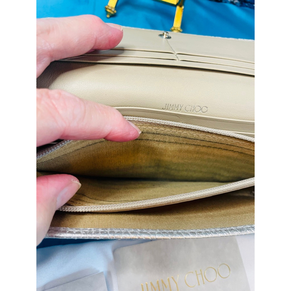 Women's Jimmy Choo Silver Star Embellished Leather Wallet Full Size with COA - Picture 12 of 15